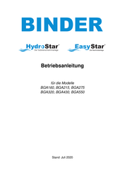 Binder HydroStar BGA 320 Betriebsanleitung