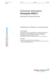 Endress+Hauser Waterpilot FMX11 Technische Information