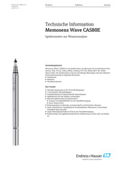Endress+Hauser Memosens Wave CAS80E Technische Information