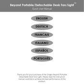 Gingko Beyond Portable Detachable Desk Fan/ Light Bedienungsanleitung