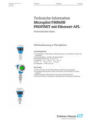 Endress+Hauser Micropilot FMR60B PROFINET mit Ethernet-APL Technische Information