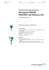 Endress+Hauser Micropilot FMR66B PROFINET mit Ethernet-APL Technische Information