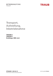 Traub TNX200.3 Transport, Aufstellung, Inbetriebnahme