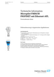 Endress+Hauser Micropilot FMR63B PROFINET mit Ethernet-APL Technische Information
