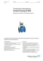 Endress+Hauser Proline Promag W 800 Technische Information