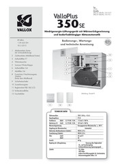 Vallox ValloPlus 350 SE R 3700 Bedienungs-, Wartungs- Und Technische Anweisung