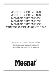 Magnat MONITOR SUPREME 802 Bedienungsanleitung, Garantie