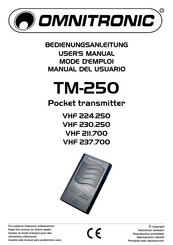 Omnitronic VHF 211.700 Bedienungsanleitung