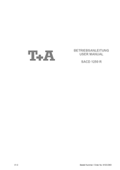T+A SACD 1250 R Betriebsanleitung
