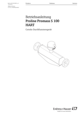 Endress+Hauser Proline Promass S 100 HART Betriebsanleitung