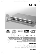 AEG DVD 4503 Bedienungsanleitung, Garantie