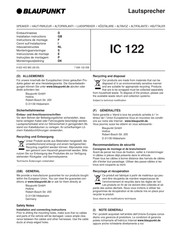 Blaupunkt IC 122 Einbauhinweise