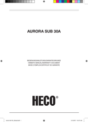 Heco AURORA SUB 30A Bedienungsanleitung, Garantie