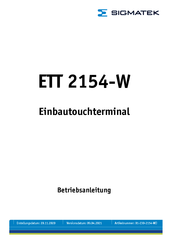 SIGMATEK ETT 2154-W Betriebsanleitung