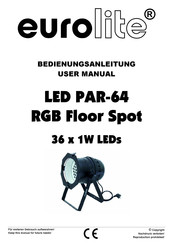 EuroLite LED PAR-64 RGB Floor Spot 36 x 1W LEDs Bedienungsanleitung