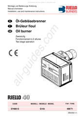 Riello Burners G10I Montage- Und Bedienungsanleitung