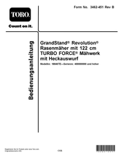 Toro GrandStand Revolution 18840TE Bedienungsanleitung