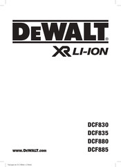 DeWalt XR LI-ION DCF835 Bersetzt Von Den Originalanweisungen
