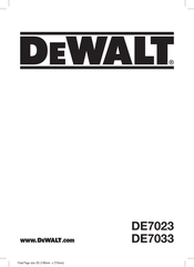 DeWalt DE7033 Bersetzt Von Den Originalanweisungen