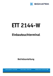 SIGMATEK ETT 2144-W Betriebsanleitung