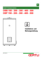 OERTLI OBP 500 Installations- Und Wartungsanleitung