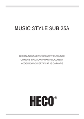 Heco MUSIC STYLE SUB 25A Bedienungsanleitung, Garantie