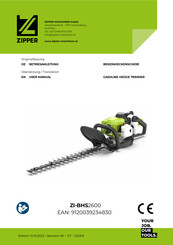 Zipper Maschinen ZI-BHS2600 Betriebsanleitung