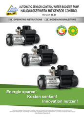 profi-pumpe 400-10 SENSOR CONTROL Bedienungsanleitung