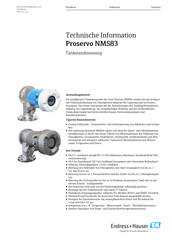 Endress+Hauser Proservo NMS83 Technische Information