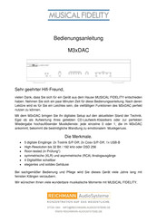 Musical Fidelity M3DAC Serie Bedienungsanleitung