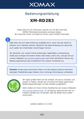 Xomax XM-RD283 Bedienungsanleitung