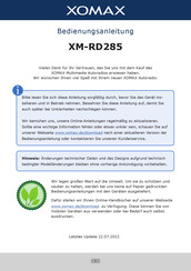 Xomax XM-RD285 Bedienungsanleitung