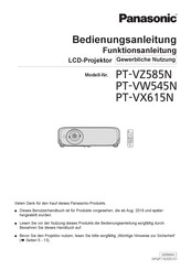 Panasonic PT-VZ580 Bedienungsanleitung Und Funktionsanleitung