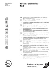 Endress+Hauser PROline promass 83 II3G Bedienungsanleitung