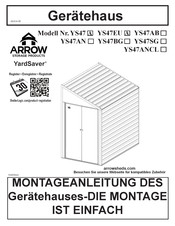 Arrow Storage Products YardSaver YS47EU Montageanleitung