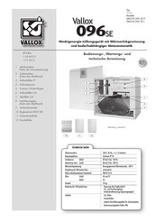 Vallox 096 SE R Bedienungs-, Wartungs- Und Technische Anweisung