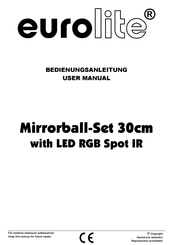 EuroLite Mirrorball-Set 30cm with LED RGB Spot IR Bedienungsanleitung