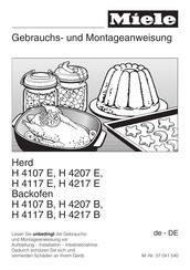 Miele H 4207 B Gebrauchs- Und Montageanweisung