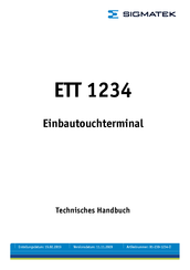 SIGMATEK ETT 1234 Technisches Handbuch