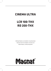 Magnat Cinema Ultra LCR 100-THX Wichtige Hinweise Zur Installation / Garantieurkunde