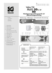Vallox TSK MULTI 80 SC BP 3604-1 Bedienungs-, Wartungs- Und Technische Anweisung