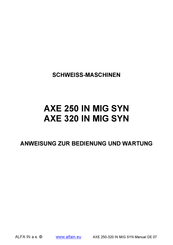 Alfa In AXE 250 IN MIG SYN Anweisung Zur Bedienung Und Wartung