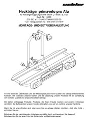 Uebler primavelo pro Alu Montage- Und Betriebsanleitung