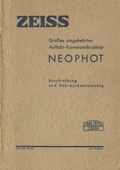 Zeiss NEOPHOT Gebrauchsanweisung