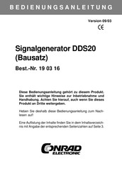 Conrad Electronic DDS20 Bedienungsanleitung