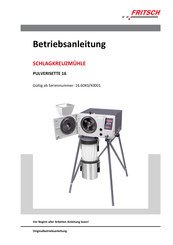 FRITSCH PULVERISETTE 16 Betriebsanleitung