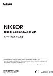 Nikon NIKKOR Z 400mm f/2.8 TC VR S Referenz-Anleitung