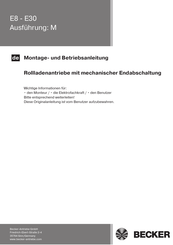 Becker E8 Montage- Und Betriebsanleitung