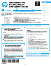 HP Color LaserJet Pro M452dn Handbuch Für Die Inbetriebnahme