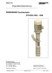 BRINKMANN PUMPS STA1005 Originalbetriebsanleitung